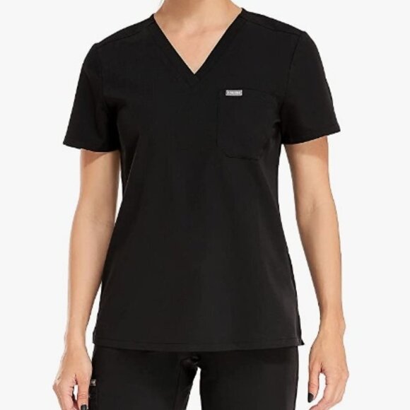 Scrubs Top for Women, 2 Invisible Pockets V-Neck, Skin Friendly LARGE - Picture 3 of 8